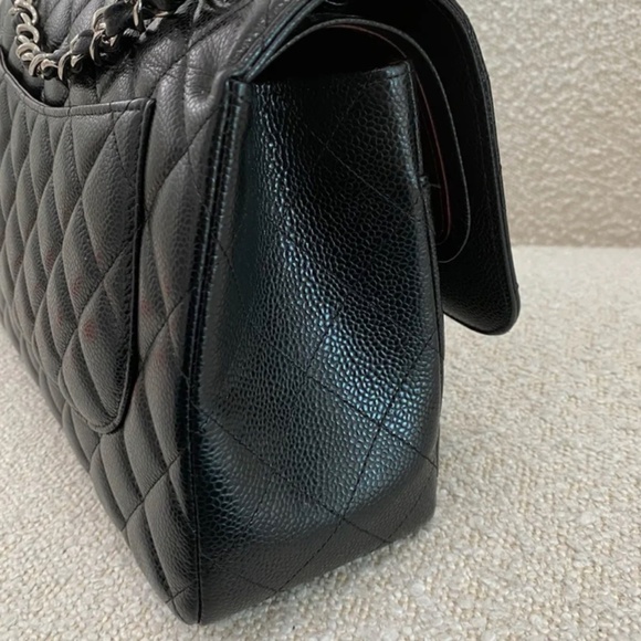 Authentic Chanel Classic Flap Jumbo Black Caviar Silver Hardware - Picture 15 of 16